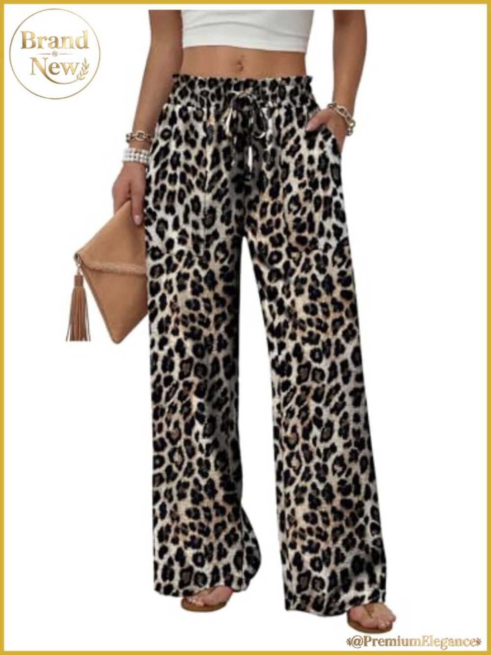 Wide Leg Pants Pockets Drawstring Loose Trousers Summer Beach